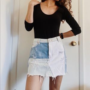 Unique patchwork denim skirt 🤍